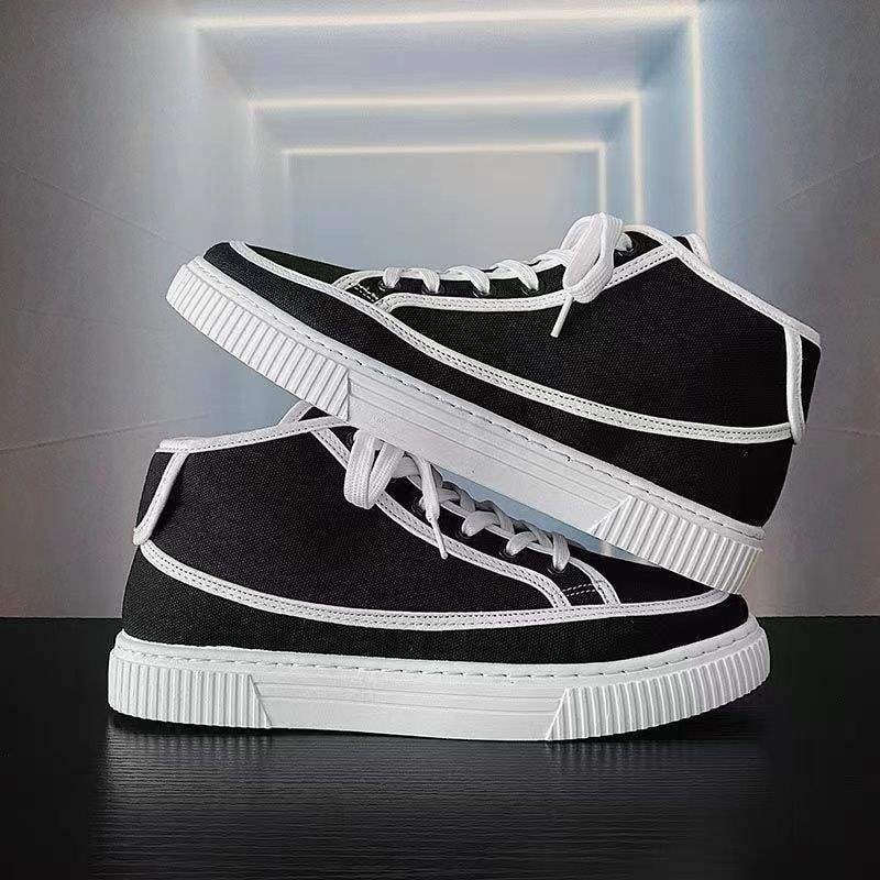 Tavaszi férfi vászon sneaker koreai stílusban – légáteresztő, könnyű, mindennapi, bokáig érő, hegyes orral