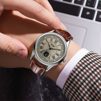 BINLIHUAN Muški sat s kožnim remenom, kvarcni mehanizam, 40 mm brojčanik, kućište od legure, dnevna vodootpornost, moderan stil