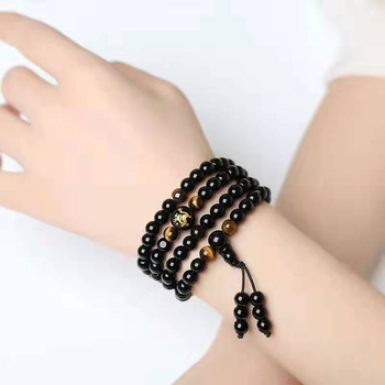 Obsidijan narukvica sa 12 zviježđa i 108 perli, unisex, koreanskog stila budističke perle