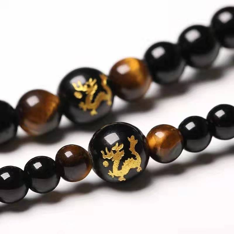Obsidijan narukvica sa 12 zviježđa i 108 perli, unisex, koreanskog stila budističke perle