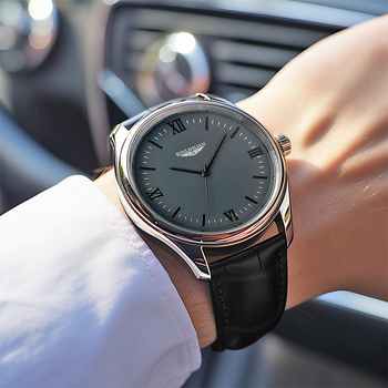 Binlihuan Muški kvarcni sat s kožnim remenom, 41 mm kućište od legure, vodootporan