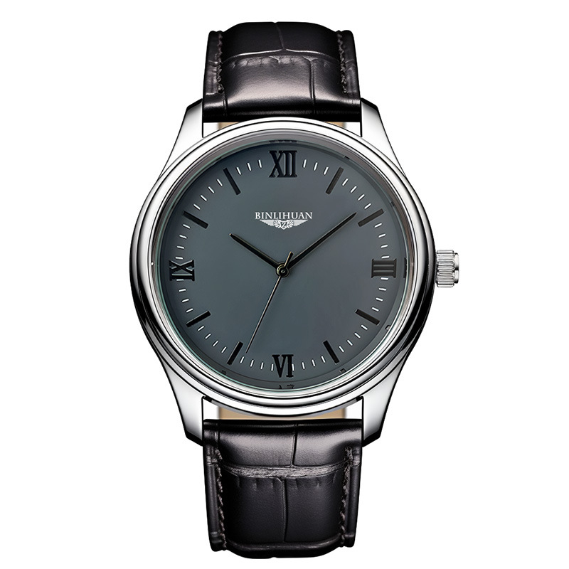Binlihuan Muški kvarcni sat s kožnim remenom, 41 mm kućište od legure, vodootporan
