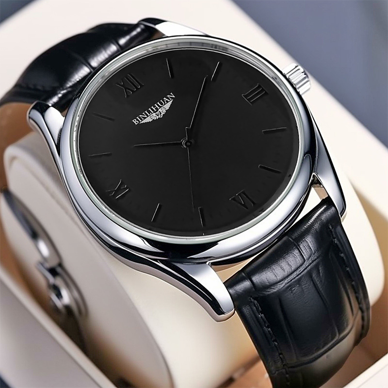 Binlihuan muški sat, kožni remen, kvarcni mehanizam SL68, okrugli brojčanik 41 mm, debljina 9 mm, casual stil, vodootporan
