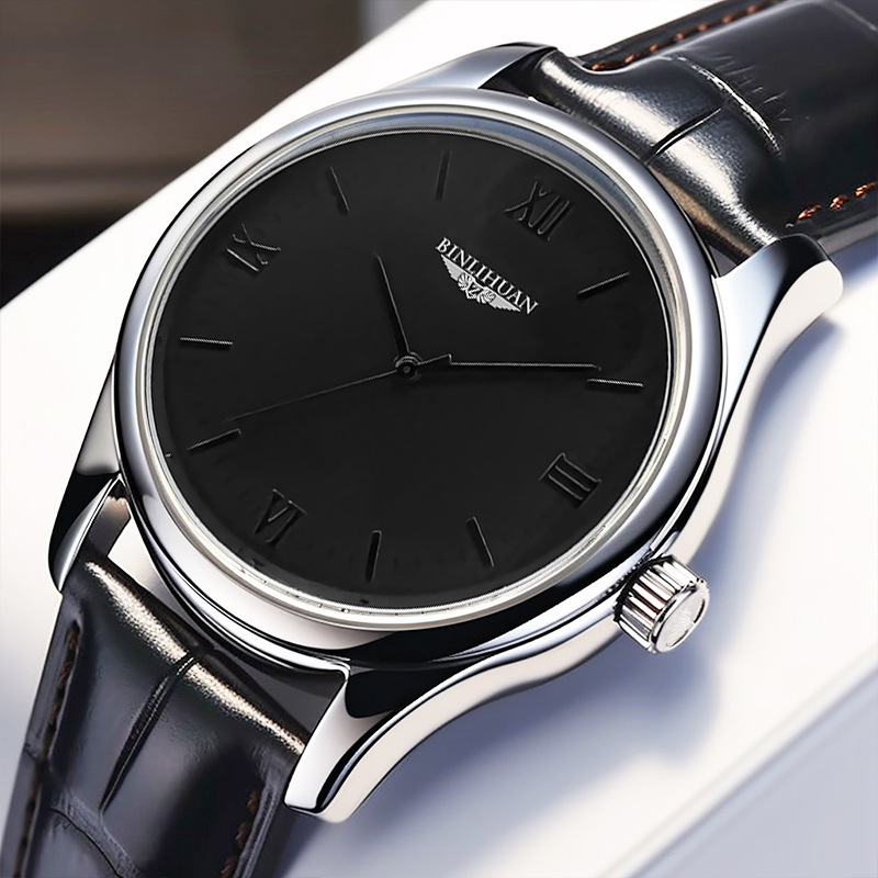 Binlihuan muški sat, kožni remen, kvarcni mehanizam SL68, okrugli brojčanik 41 mm, debljina 9 mm, casual stil, vodootporan