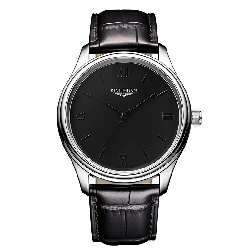 Binlihuan muški sat, kožni remen, kvarcni mehanizam SL68, okrugli brojčanik 41 mm, debljina 9 mm, casual stil, vodootporan