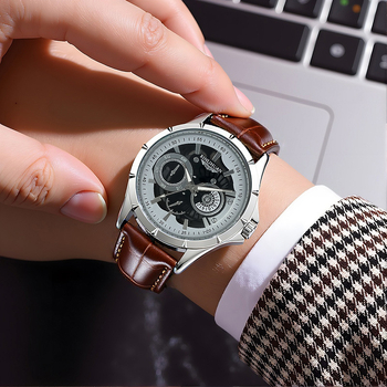Muški sat s kožnim kaišem – moderni svakodnevni kvarcni sat, 41 mm brojčanik