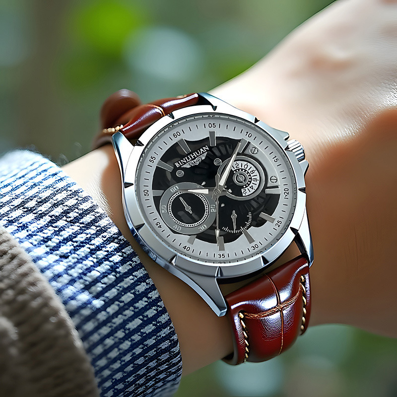 Muški sat s kožnim kaišem – moderni svakodnevni kvarcni sat, 41 mm brojčanik