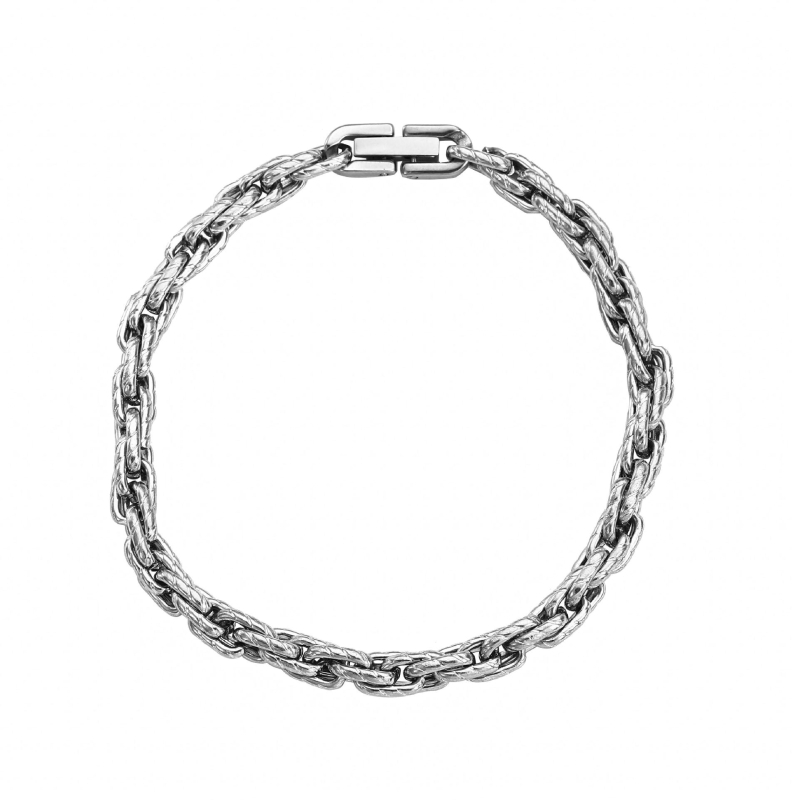 Hip-hop Möbius ogrlica od titan čelika, reljefni uzorak, twist lanac, geometrijski privjesak, unisex
