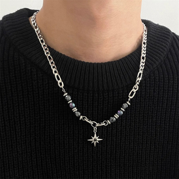 Unisex ogrlica od titan čelika, minimalistički geometrijski dizajn, duljina 51–60 cm, težina 36 g