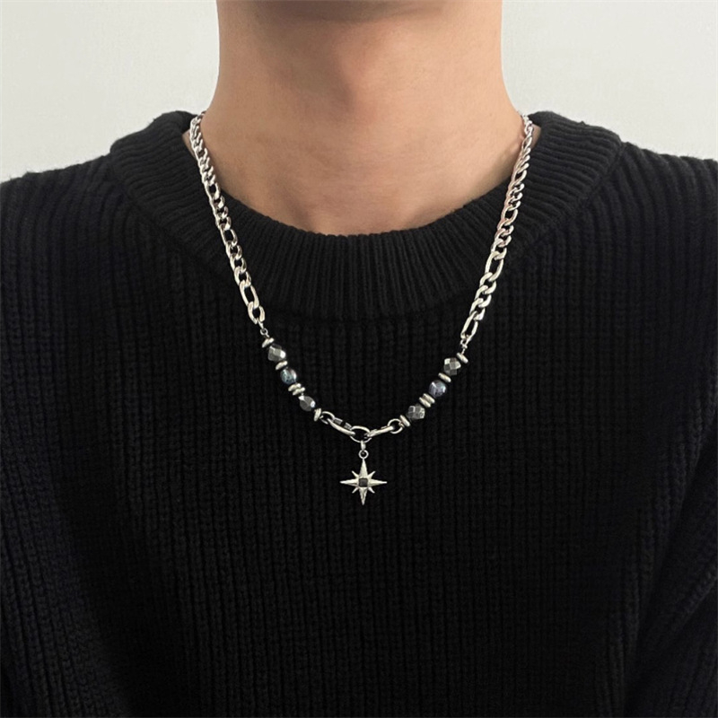 Unisex ogrlica od titan čelika, minimalistički geometrijski dizajn, duljina 51–60 cm, težina 36 g