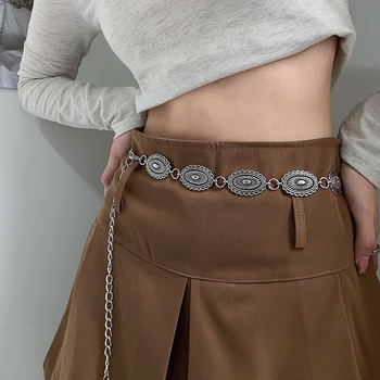 Vintage metalni lanac za struk za žene, boemski stil, anti-srebro završna obrada, modni dodatak, duljina 100 cm