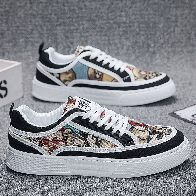 Lélegző vászon sneaker, minden évszakokra alkalmas, alacsony profilú, férfiaknak