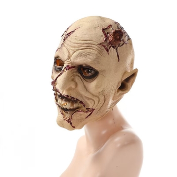 Halloween latex maszk: démon-zombi sebhely, kellék maszkhoz, felnőtt fejfedő