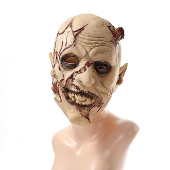 Halloween latex maszk: démon-zombi sebhely, kellék maszkhoz, felnőtt fejfedő
