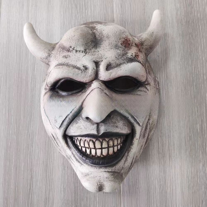 Halloween fekete latex szarvakkal ellátott fejfedő – rekvizíció horrorfilmekhez, predátor stílus
