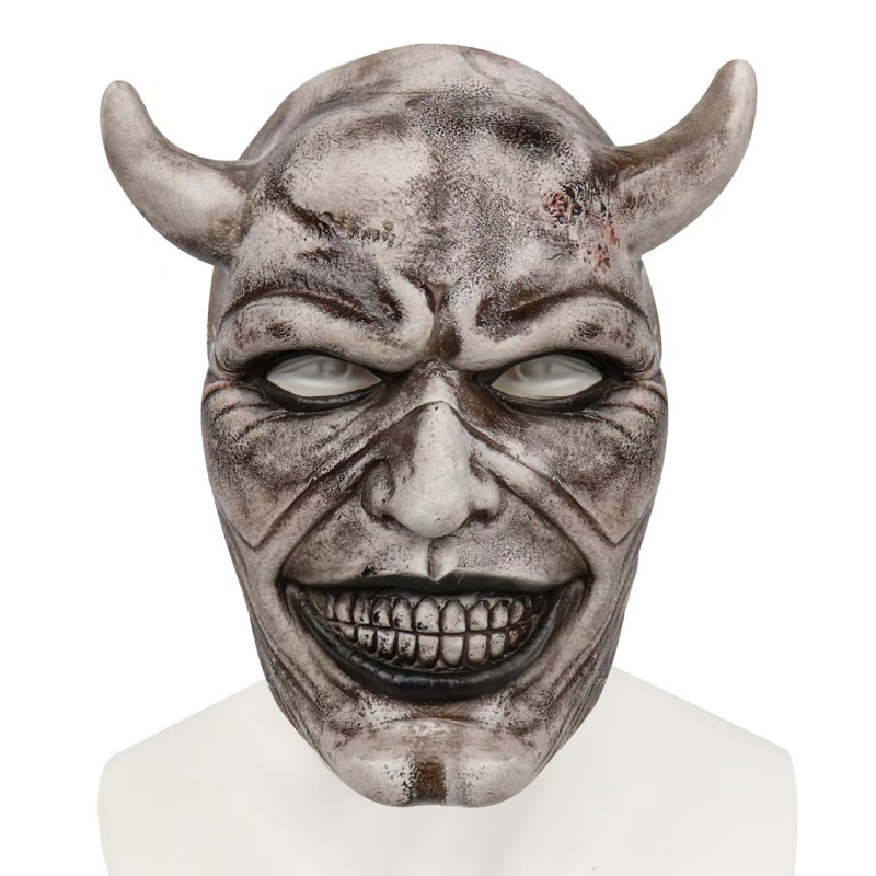 Halloween fekete latex szarvakkal ellátott fejfedő – rekvizíció horrorfilmekhez, predátor stílus