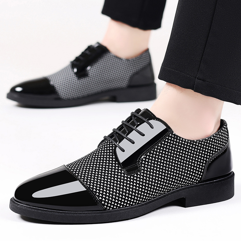 Férfi bőr cipő tavaszra–őszre, üzleti/formális és casual, lélegző, fekete, 1–3 cm-es sarka, hegyes orrú, fűzőkkel, brit stílusú divat