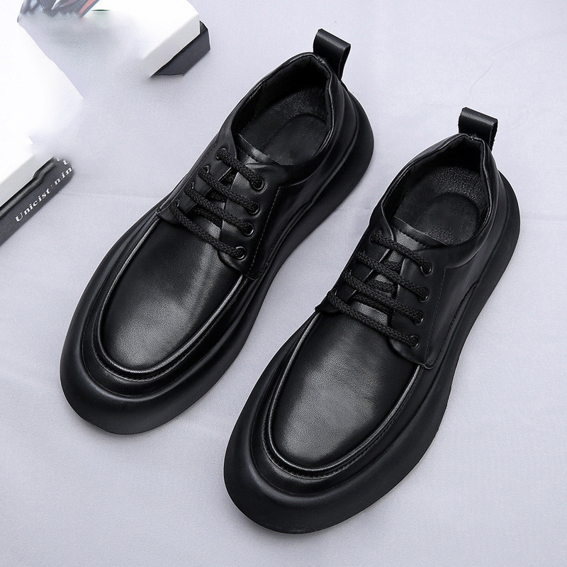 Muške kožne loaferice za jesen s mekanom potplatom, crne, korejski stil s britanskim utjecajem za svakodnevnu obuću