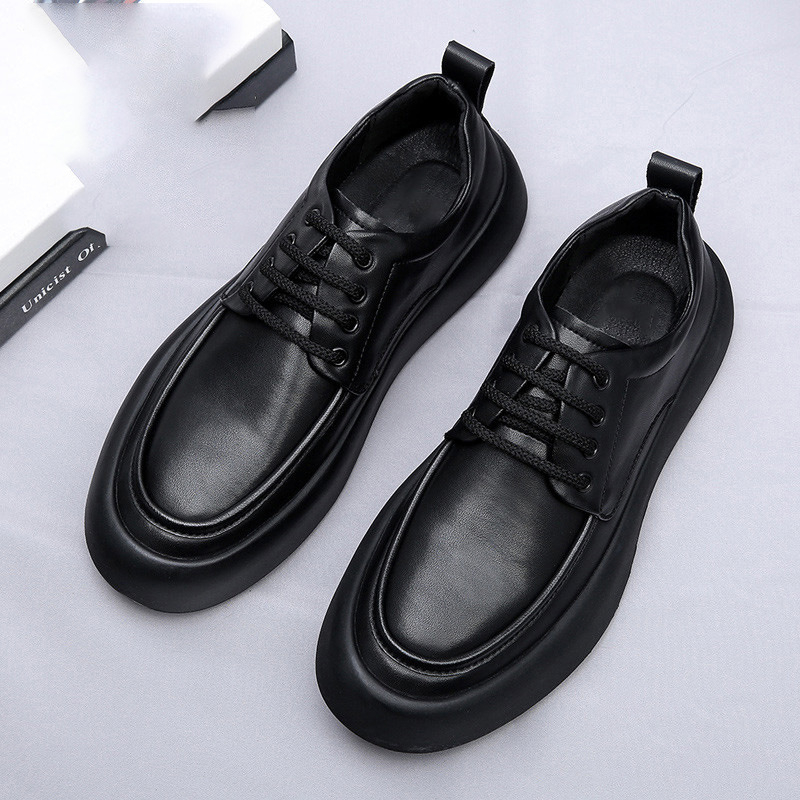 Muške kožne loaferice za jesen s mekanom potplatom, crne, korejski stil s britanskim utjecajem za svakodnevnu obuću