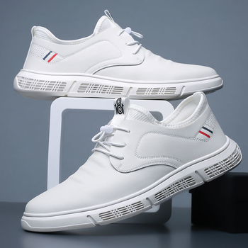 Férfi mindennapi bőrből készült slip-ons, puha talppal, csúszásmentes, stílusos és kényelmes, mindennapi viselet