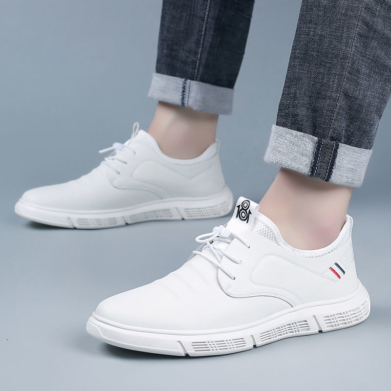Férfi mindennapi bőrből készült slip-ons, puha talppal, csúszásmentes, stílusos és kényelmes, mindennapi viselet