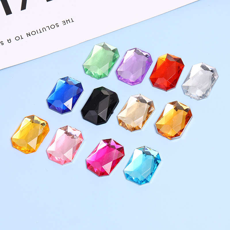 Akrilne šivane rhinestones s rupama, osmerokutno-pravokutnog oblika, plosno stražnje, za DIY odjeću, obuću i torbe