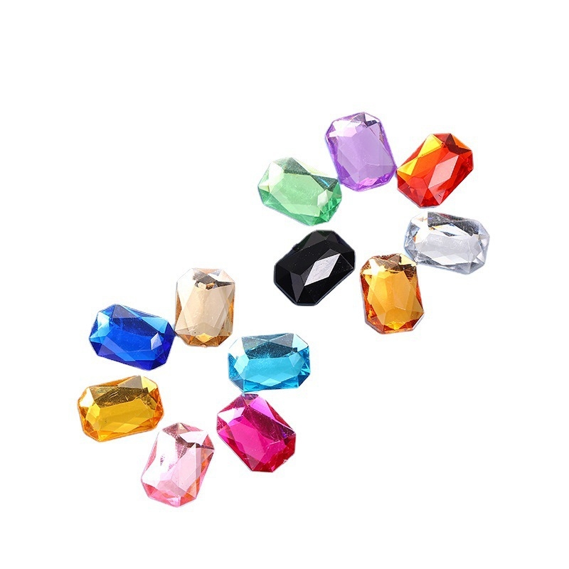 Akrilne šivane rhinestones s rupama, osmerokutno-pravokutnog oblika, plosno stražnje, za DIY odjeću, obuću i torbe