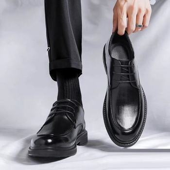 Muške cipele od prave kože, korejskog stila, poslovne i ležerne, s mekanim potplatom, slip-on za vjenčanja