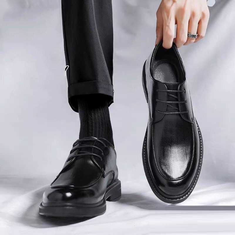 Muške cipele od prave kože, korejskog stila, poslovne i ležerne, s mekanim potplatom, slip-on za vjenčanja