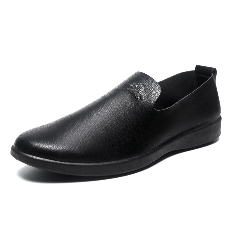 Férfi bőr Slip-On mokaszni koreai stílusban, puha bőr, puha talp, vízálló