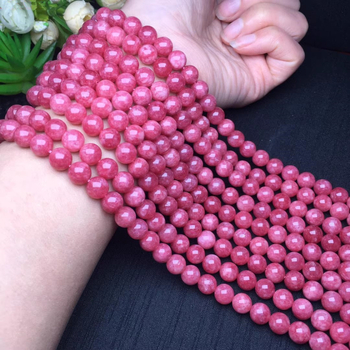 Okrugle ružičaste chalcedon perle sa crvenim venama, slobodne perle za DIY narukvicu