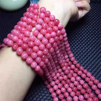 Okrugle ružičaste chalcedon perle sa crvenim venama, slobodne perle za DIY narukvicu