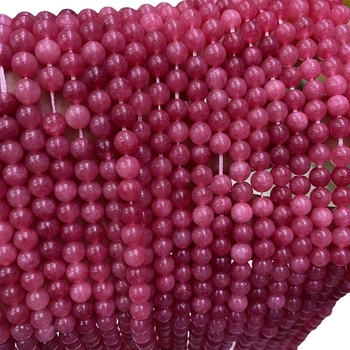 Okrugle ružičaste chalcedon perle sa crvenim venama, slobodne perle za DIY narukvicu