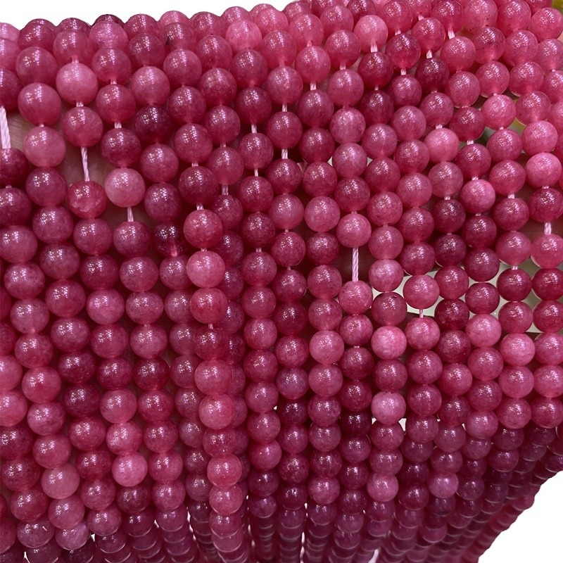 Okrugle ružičaste chalcedon perle sa crvenim venama, slobodne perle za DIY narukvicu