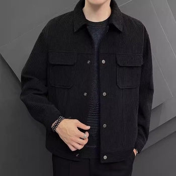 Férfi corduroy dzseki ősz-télre, stílusos, slim fit, galléros, mindennapi külső ruházat