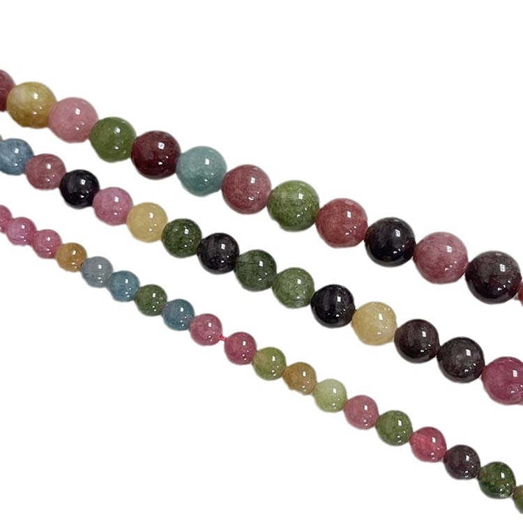 6 mm okrugle perle: šareni turmalin i chalcedon, poluizrađene perle za DIY narukvicu i ogrlicu