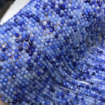 Prirodni kristalni perle, plavi aventurin, faceted 2–3 mm slobodne perle za narukvice i ogrlice, poluproizvodi, A razred