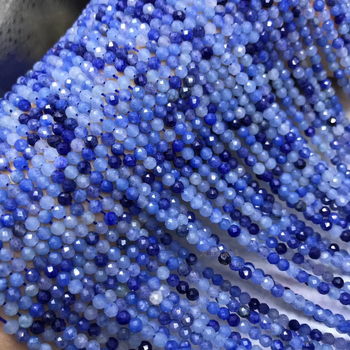 Prirodni kristalni perle, plavi aventurin, faceted 2–3 mm slobodne perle za narukvice i ogrlice, poluproizvodi, A razred