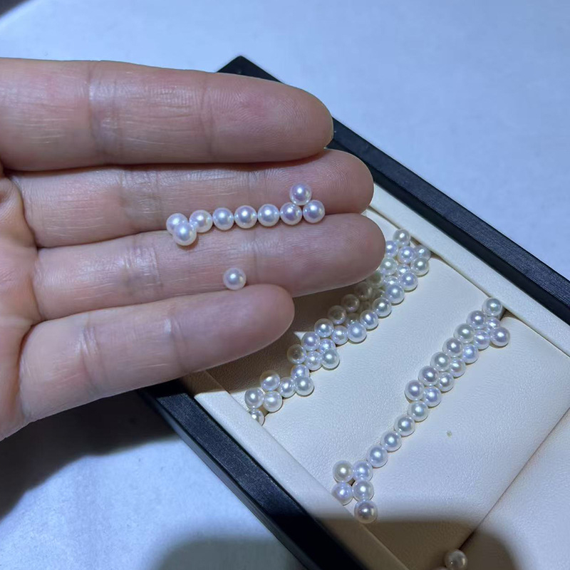 Slatkovodne perle, male okrugle perle 4–5 mm, visok sjaj, poluizvedene perle za ogrlicu DIY, slobodne perle s poluprobušenim rupama i prelaznim rupama