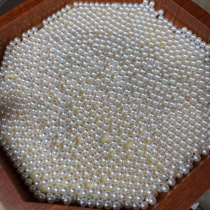 Slatkovodne perle, male okrugle perle 4–5 mm, visok sjaj, poluizvedene perle za ogrlicu DIY, slobodne perle s poluprobušenim rupama i prelaznim rupama