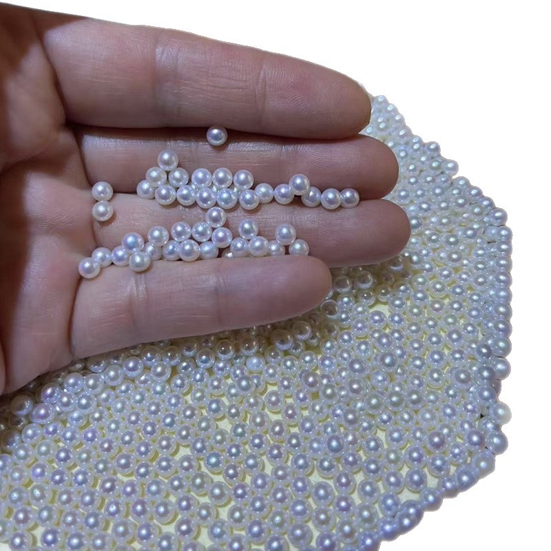 Slatkovodne perle, male okrugle perle 4–5 mm, visok sjaj, poluizvedene perle za ogrlicu DIY, slobodne perle s poluprobušenim rupama i prelaznim rupama