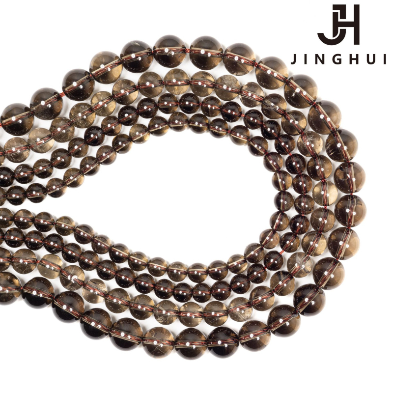Jinghui DIY set za pletenje: prirodni dimni kvarc okrugle kristalne perle za narukvicu, 10 mm, poluproizvodi nakita