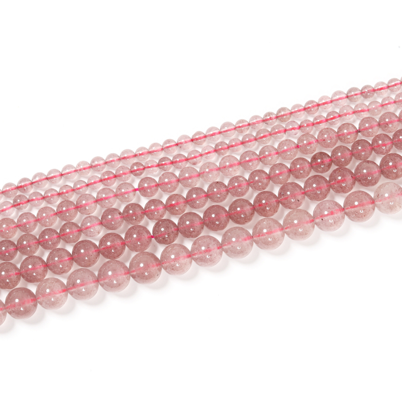 Jinghui DIY Kristalni dodaci Prirodni Strawberry Quartz Okrugle Perle 4mm-10mm Materijal za Poluproizvode nakita