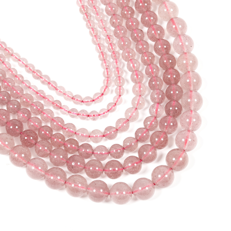 Jinghui DIY Kristalni dodaci Prirodni Strawberry Quartz Okrugle Perle 4mm-10mm Materijal za Poluproizvode nakita