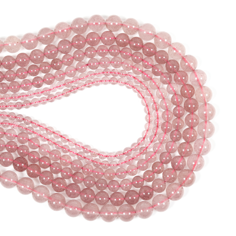 Jinghui DIY Kristalni dodaci Prirodni Strawberry Quartz Okrugle Perle 4mm-10mm Materijal za Poluproizvode nakita