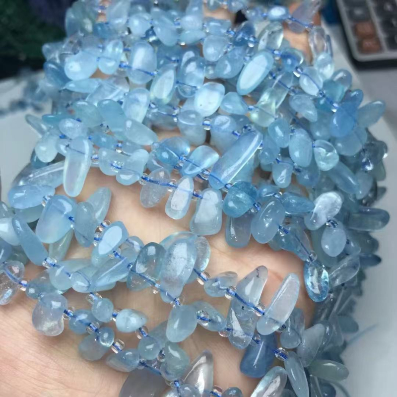 Prirodne prozirne kapljaste perle od akvamarina sa bočnim rupama za DIY nakit