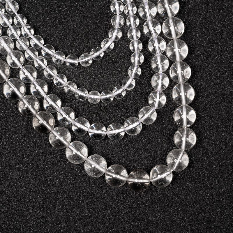 Jinghui DIY kristalni dodaci od prirodnog bijelog kristala, 6–10 mm okrugle perle za narukvicu, slobodne perle, polu gotov nakit