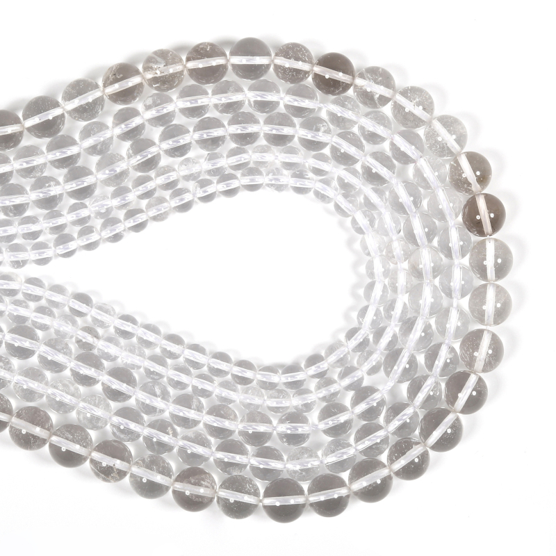 Jinghui DIY kristalni dodaci od prirodnog bijelog kristala, 6–10 mm okrugle perle za narukvicu, slobodne perle, polu gotov nakit