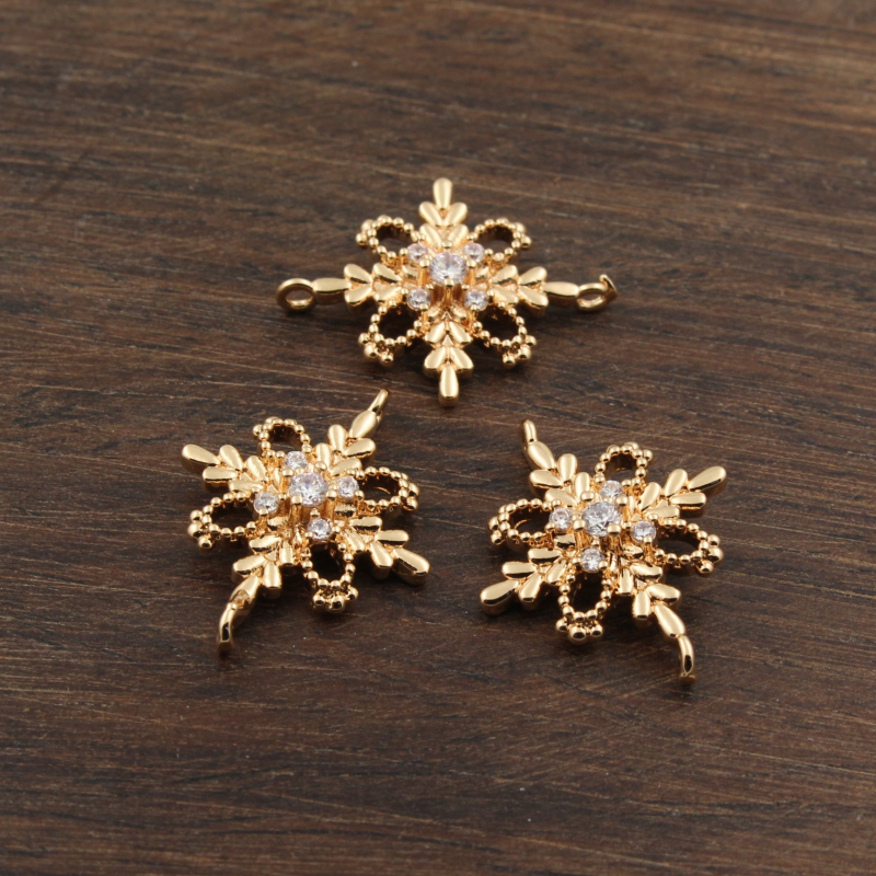 Privesak s mikro-uugrađenim cirkonijem, četverolistna detelj, spojnik za ogrlicu i narukvicu, antički stil, 17×22 mm