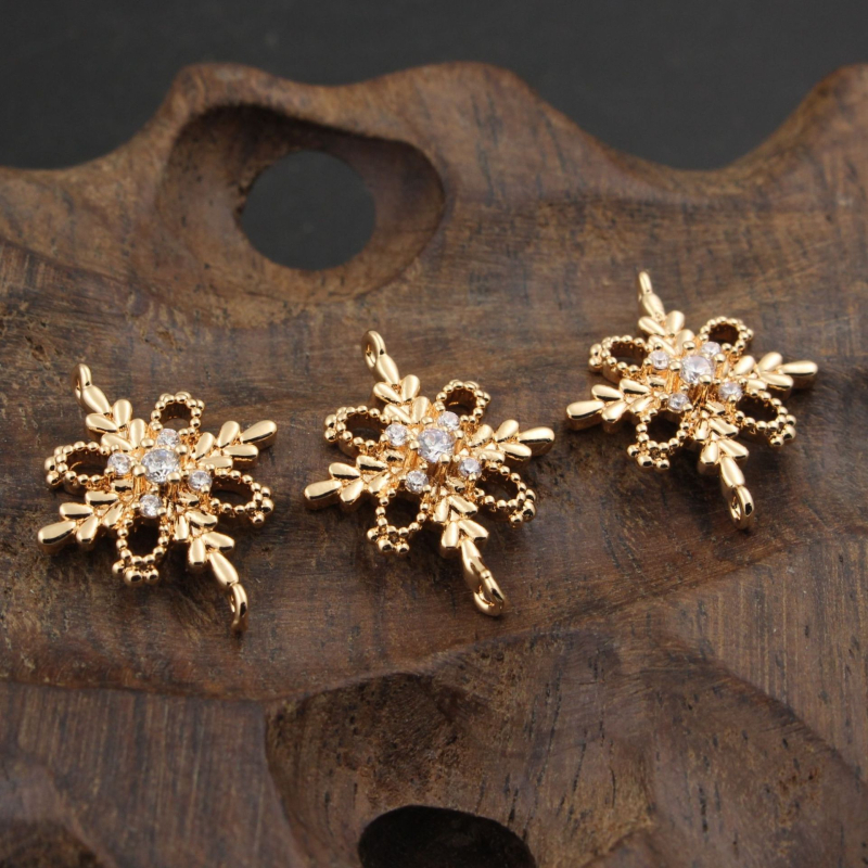 Privesak s mikro-uugrađenim cirkonijem, četverolistna detelj, spojnik za ogrlicu i narukvicu, antički stil, 17×22 mm